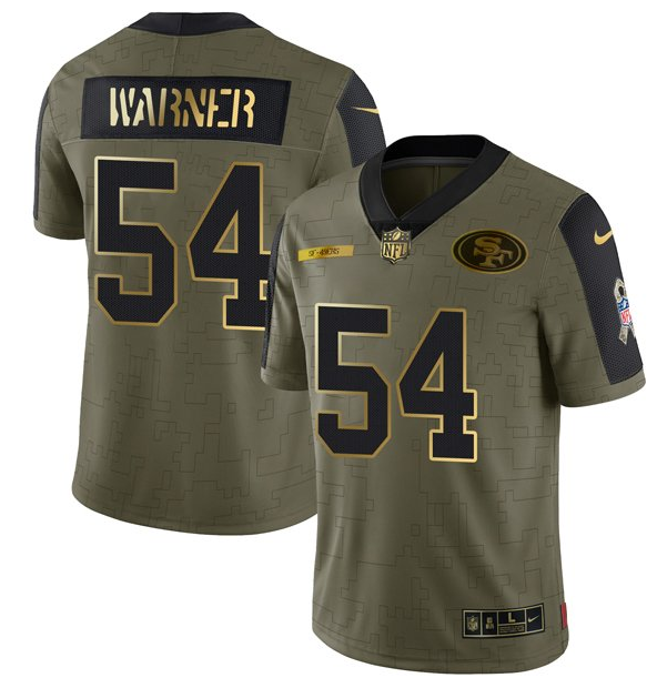Men's San Francisco 49ers Customized Olive Salute To Service Golden Limited Stitched Jersey Men's San Francisco 49ers Customized Olive Salute To Service Golden Limited Stitched Jersey